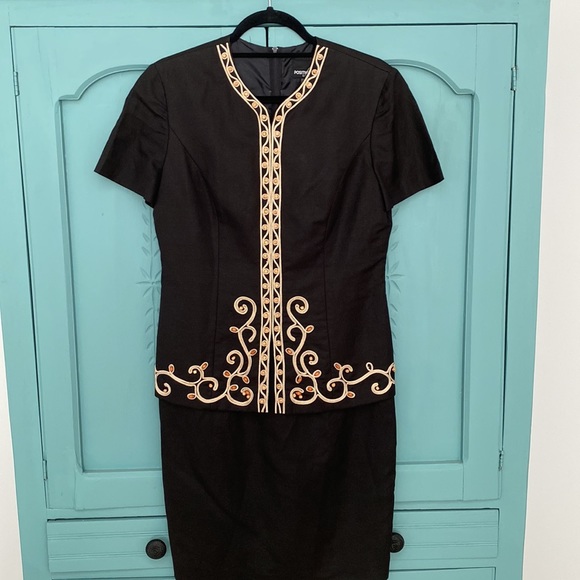 Positive Attitude Black with Embroidered Details Dress. Size 8 - Picture 3 of 5